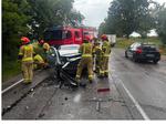Zderzenie osobówki z cysterną